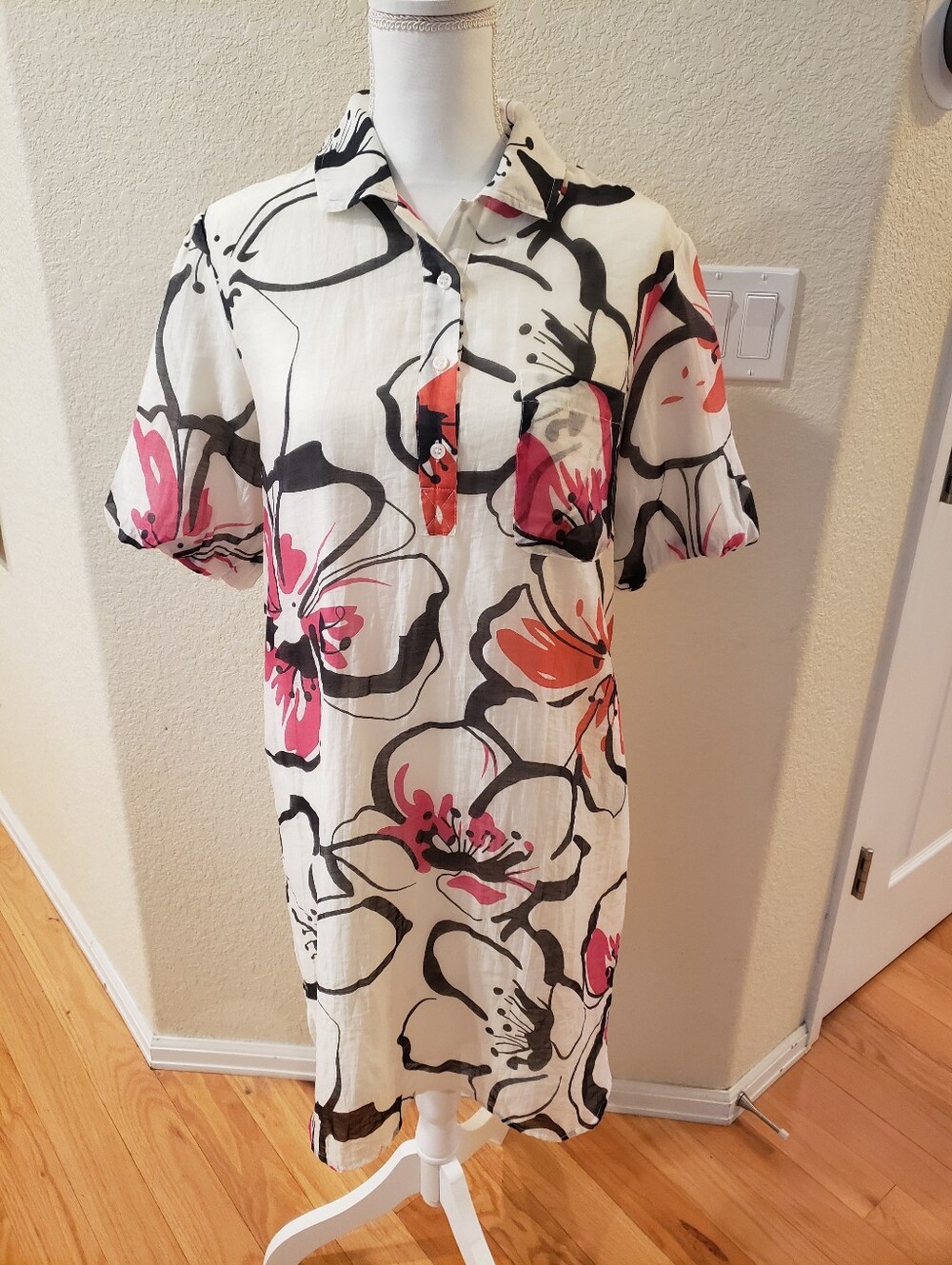 Isaac Mizrahi New York Women's Floral Button-Front Shirt Dress